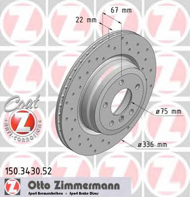 Otto Zimmermann 150.3430.52 Тормозной диск задний вентилируемый 150343052: Отличная цена - Купить в Польше на 2407.PL!