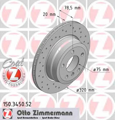 Otto Zimmermann 150.3450.52 Rear ventilated brake disc 150345052: Buy near me in Poland at 2407.PL - Good price!