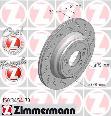 Otto Zimmermann 150.3454.70 Тормозной диск задний вентилируемый 150345470: Отличная цена - Купить в Польше на 2407.PL!