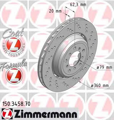 Otto Zimmermann 150.3458.70 Тормозной диск передний вентилируемый 150345870: Купить в Польше - Отличная цена на 2407.PL!