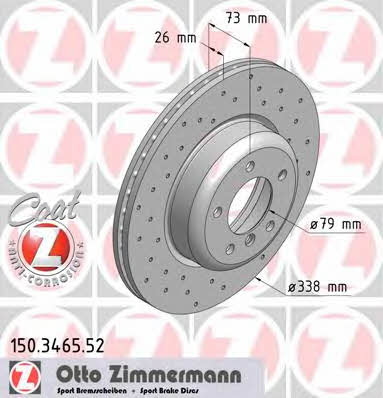 Otto Zimmermann 150.3465.52 Front brake disc ventilated 150346552: Buy near me in Poland at 2407.PL - Good price!