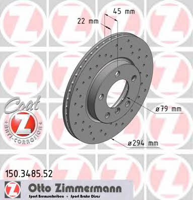 Otto Zimmermann 150.3485.52 Wentylowana przednia tarcza hamulcowa 150348552: Dobra cena w Polsce na 2407.PL - Kup Teraz!