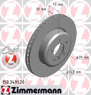 Otto Zimmermann 150.3491.20 Front brake disc ventilated 150349120: Buy near me at 2407.PL in Poland at an Affordable price!