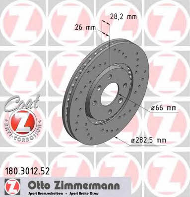 Otto Zimmermann 180.3012.52 Диск тормозной 180301252: Отличная цена - Купить в Польше на 2407.PL!
