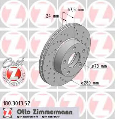 Otto Zimmermann 180.3013.52 Диск гальмівний передній вентильований 180301352: Приваблива ціна - Купити у Польщі на 2407.PL!