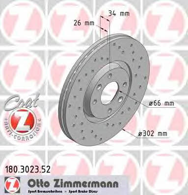 Otto Zimmermann 180.3023.52 Wentylowana przednia tarcza hamulcowa 180302352: Dobra cena w Polsce na 2407.PL - Kup Teraz!