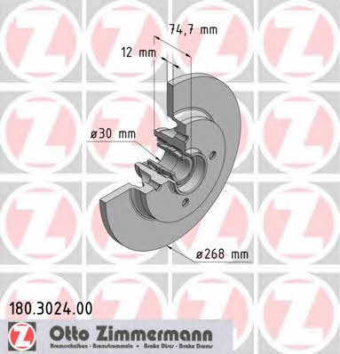 Otto Zimmermann 180.3024.00 Диск тормозной 180302400: Отличная цена - Купить в Польше на 2407.PL!