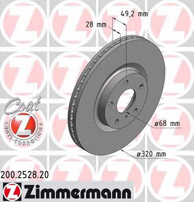 Otto Zimmermann 200.2528.20 Front brake disc ventilated 200252820: Buy near me in Poland at 2407.PL - Good price!