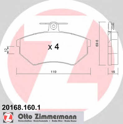 Otto Zimmermann 20168.160.1 Brake Pad Set, disc brake 201681601: Buy near me in Poland at 2407.PL - Good price!
