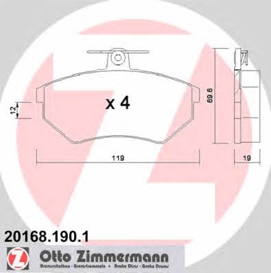 Otto Zimmermann 20168.190.1 Тормозные колодки дисковые, комплект 201681901: Отличная цена - Купить в Польше на 2407.PL!