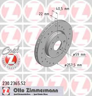 Otto Zimmermann 230.2365.52 Tarcza hamulcowa 230236552: Atrakcyjna cena w Polsce na 2407.PL - Zamów teraz!