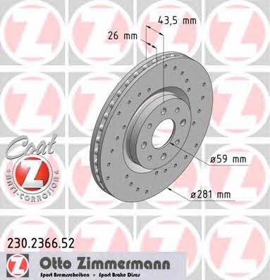 Otto Zimmermann 230.2366.52 Диск тормозной 230236652: Отличная цена - Купить в Польше на 2407.PL!