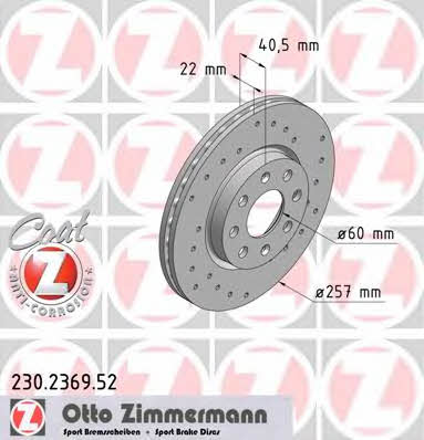 Otto Zimmermann 230.2369.52 Front brake disc ventilated 230236952: Buy near me in Poland at 2407.PL - Good price!