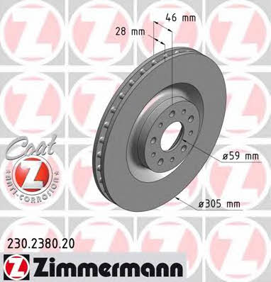 Otto Zimmermann 230.2380.20 Front brake disc ventilated 230238020: Buy near me in Poland at 2407.PL - Good price!