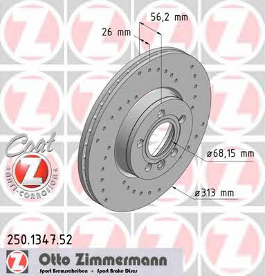 Otto Zimmermann 250.1347.52 Wentylowana przednia tarcza hamulcowa 250134752: Dobra cena w Polsce na 2407.PL - Kup Teraz!