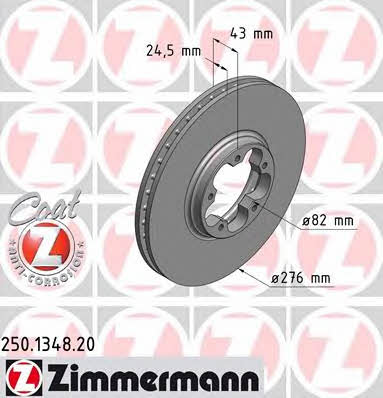 Otto Zimmermann 250.1348.20 Front brake disc ventilated 250134820: Buy near me in Poland at 2407.PL - Good price!