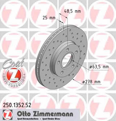 Otto Zimmermann 250.1352.52 Диск гальмівний передній вентильований 250135252: Приваблива ціна - Купити у Польщі на 2407.PL!