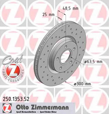 Otto Zimmermann 250.1353.52 Front brake disc ventilated 250135352: Buy near me in Poland at 2407.PL - Good price!