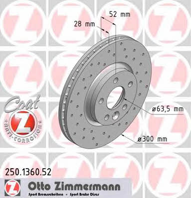 Otto Zimmermann 250.1360.52 Диск тормозной 250136052: Отличная цена - Купить в Польше на 2407.PL!
