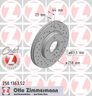 Otto Zimmermann 250.1363.52 Front brake disc ventilated 250136352: Buy near me in Poland at 2407.PL - Good price!