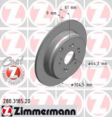 Otto Zimmermann 280.3185.20 Тормозной диск задний невентилируемый 280318520: Отличная цена - Купить в Польше на 2407.PL!