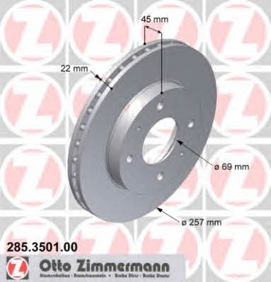 Otto Zimmermann 285.3501.00 Front brake disc ventilated 285350100: Buy near me in Poland at 2407.PL - Good price!