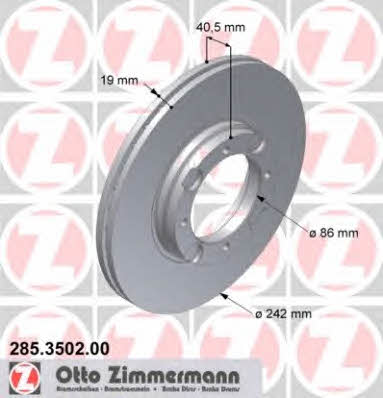 Otto Zimmermann 285.3502.00 Front brake disc ventilated 285350200: Buy near me in Poland at 2407.PL - Good price!