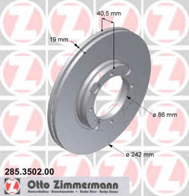 Otto Zimmermann 285.3502.00 Диск гальмівний передній вентильований 285350200: Приваблива ціна - Купити у Польщі на 2407.PL!