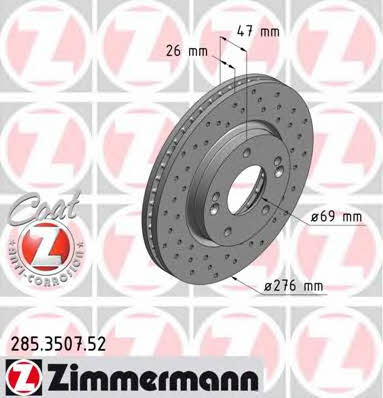 Otto Zimmermann 285.3507.52 Front brake disc ventilated 285350752: Buy near me in Poland at 2407.PL - Good price!