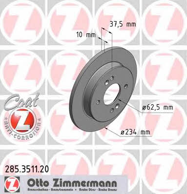 Otto Zimmermann 285.3511.20 Brake disc 285351120: Buy near me in Poland at 2407.PL - Good price!