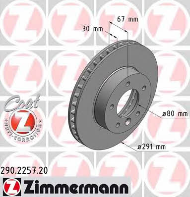 Otto Zimmermann 290.2257.20 Front brake disc ventilated 290225720: Buy near me in Poland at 2407.PL - Good price!