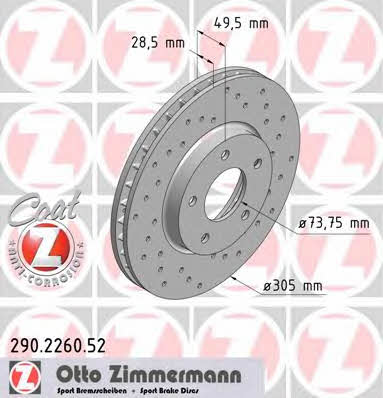 Otto Zimmermann 290.2260.52 Тормозной диск передний вентилируемый 290226052: Отличная цена - Купить в Польше на 2407.PL!