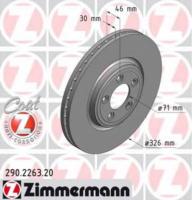 Otto Zimmermann 290.2263.20 Wentylowana przednia tarcza hamulcowa 290226320: Atrakcyjna cena w Polsce na 2407.PL - Zamów teraz!