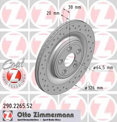 Otto Zimmermann 290.2265.52 Тормозной диск задний вентилируемый 290226552: Отличная цена - Купить в Польше на 2407.PL!