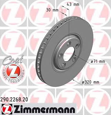 Otto Zimmermann 290.2268.20 Front brake disc ventilated 290226820: Buy near me in Poland at 2407.PL - Good price!