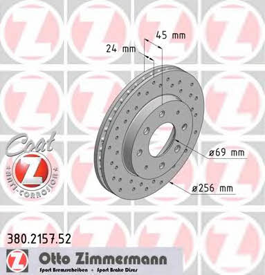 Otto Zimmermann 380.2157.52 Front brake disc ventilated 380215752: Buy near me in Poland at 2407.PL - Good price!