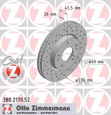 Otto Zimmermann 380.2170.52 Front brake disc ventilated 380217052: Buy near me in Poland at 2407.PL - Good price!
