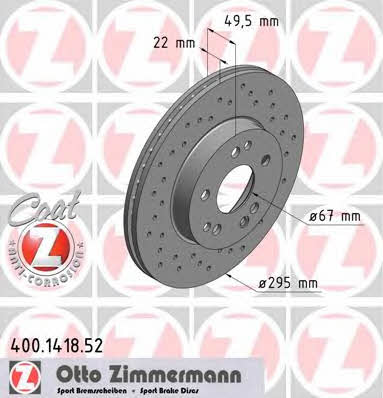 Otto Zimmermann 400.1418.52 Wentylowana przednia tarcza hamulcowa 400141852: Dobra cena w Polsce na 2407.PL - Kup Teraz!