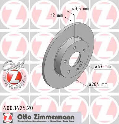 Otto Zimmermann 400.1425.20 Brake disc 400142520: Buy near me in Poland at 2407.PL - Good price!