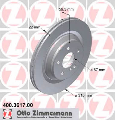 Otto Zimmermann 400.3617.00 Brake disc 400361700: Buy near me in Poland at 2407.PL - Good price!