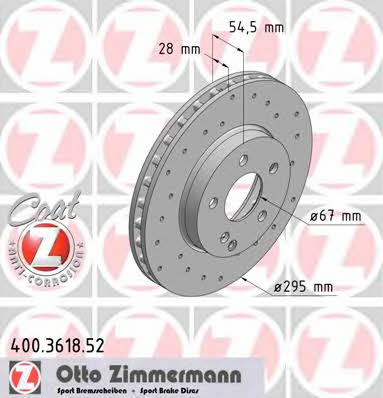 Otto Zimmermann 400.3618.52 Front brake disc ventilated 400361852: Buy near me in Poland at 2407.PL - Good price!