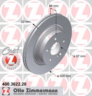 Otto Zimmermann 400.3622.20 Rear ventilated brake disc 400362220: Buy near me in Poland at 2407.PL - Good price!