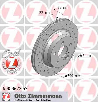 Otto Zimmermann 400.3622.52 Wentylowana tarcza hamulcowa z tyłu 400362252: Dobra cena w Polsce na 2407.PL - Kup Teraz!