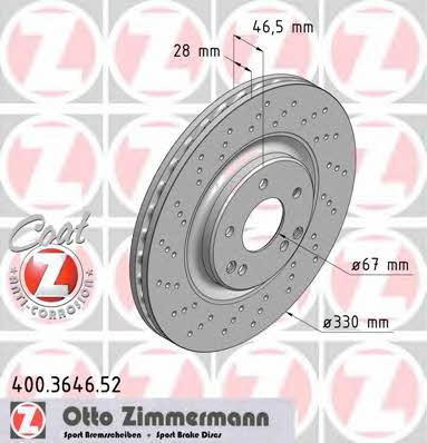 Otto Zimmermann 400.3646.52 Brake disc 400364652: Buy near me in Poland at 2407.PL - Good price!