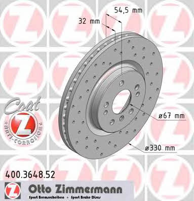 Otto Zimmermann 400.3648.52 Brake disc 400364852: Buy near me in Poland at 2407.PL - Good price!