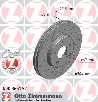 Otto Zimmermann 400.3651.52 Innenbelüftete Bremsscheibe vorne 400365152: Kaufen Sie zu einem guten Preis in Polen bei 2407.PL!