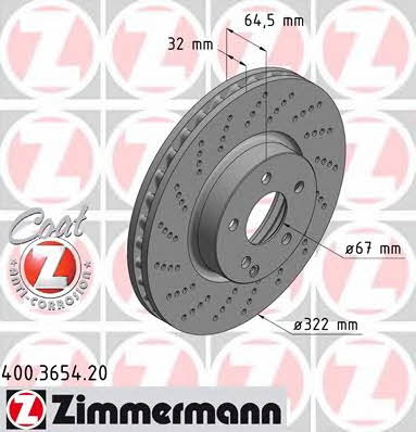 Otto Zimmermann 400.3654.20 Тормозной диск передний вентилируемый 400365420: Отличная цена - Купить в Польше на 2407.PL!