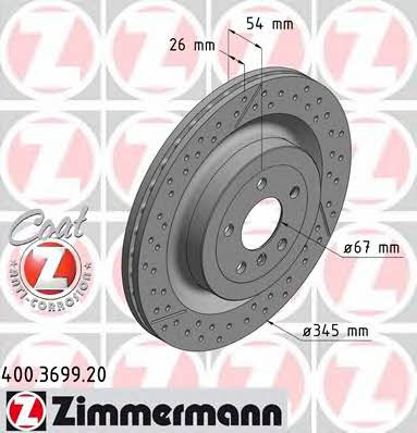 Otto Zimmermann 400.3699.20 Rear ventilated brake disc 400369920: Buy near me in Poland at 2407.PL - Good price!