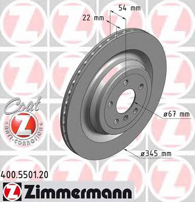 Otto Zimmermann 400.5501.20 Rear ventilated brake disc 400550120: Buy near me in Poland at 2407.PL - Good price!