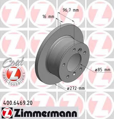 Otto Zimmermann 400.6469.20 Тормозной диск задний невентилируемый 400646920: Отличная цена - Купить в Польше на 2407.PL!